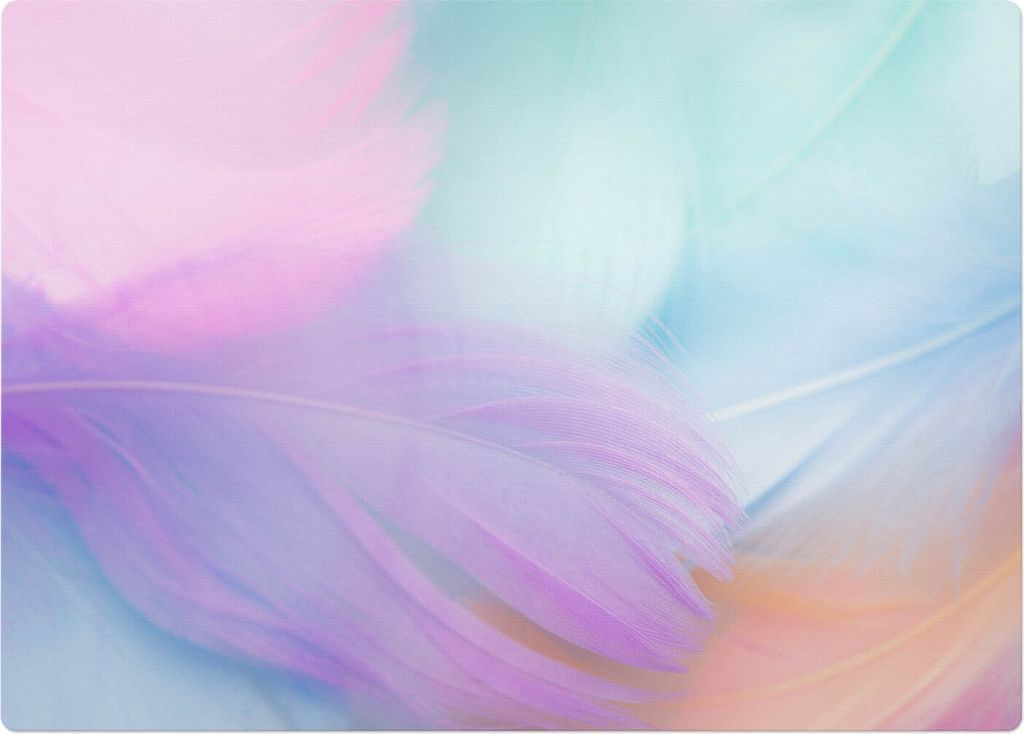 Pastellfarbene Federn – Bodenschutzmatte – Stuhlunterlage 140x100 cm – Rutschfest – Hartbodenmatte