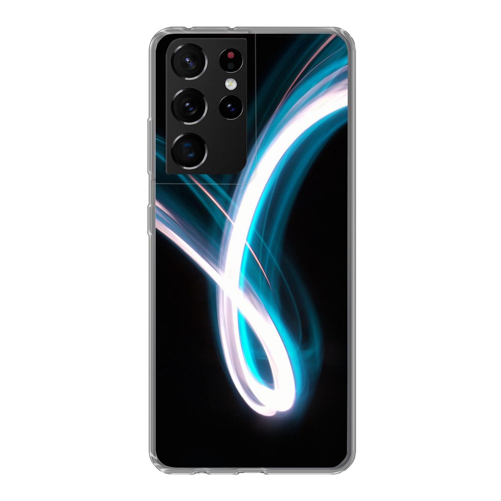 MuchoWow Handyhülle Schutzhülle Hülle für Samsung Galaxy S21 Ultra Hell - Blau - Abstrakt Silikon Softcase Handy Hülle - Mobiltelefon