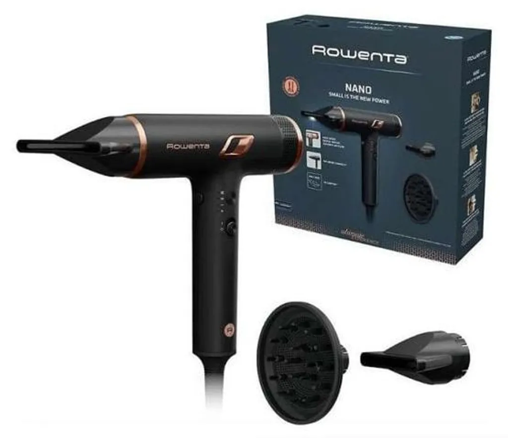 Sèche-cheveux Compact Rowenta HY8310 Noir et Or avec Concentrateur Air