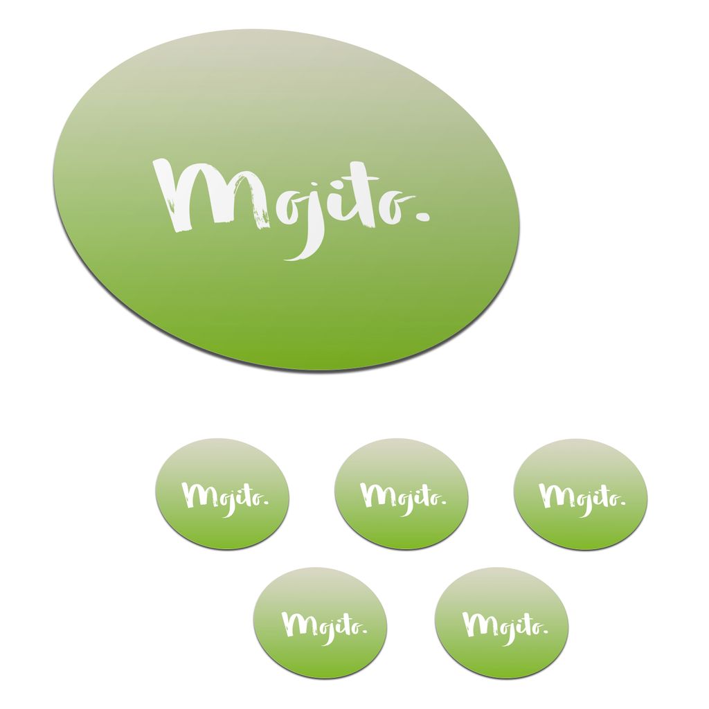 KitchenYeah Glasuntersetzer Rund 6er Set Text - Mojito - Zitate - Alkohol - Cocktail 10x10 cm Untersetzer für Gläser - Getränkeuntersetzer - ...