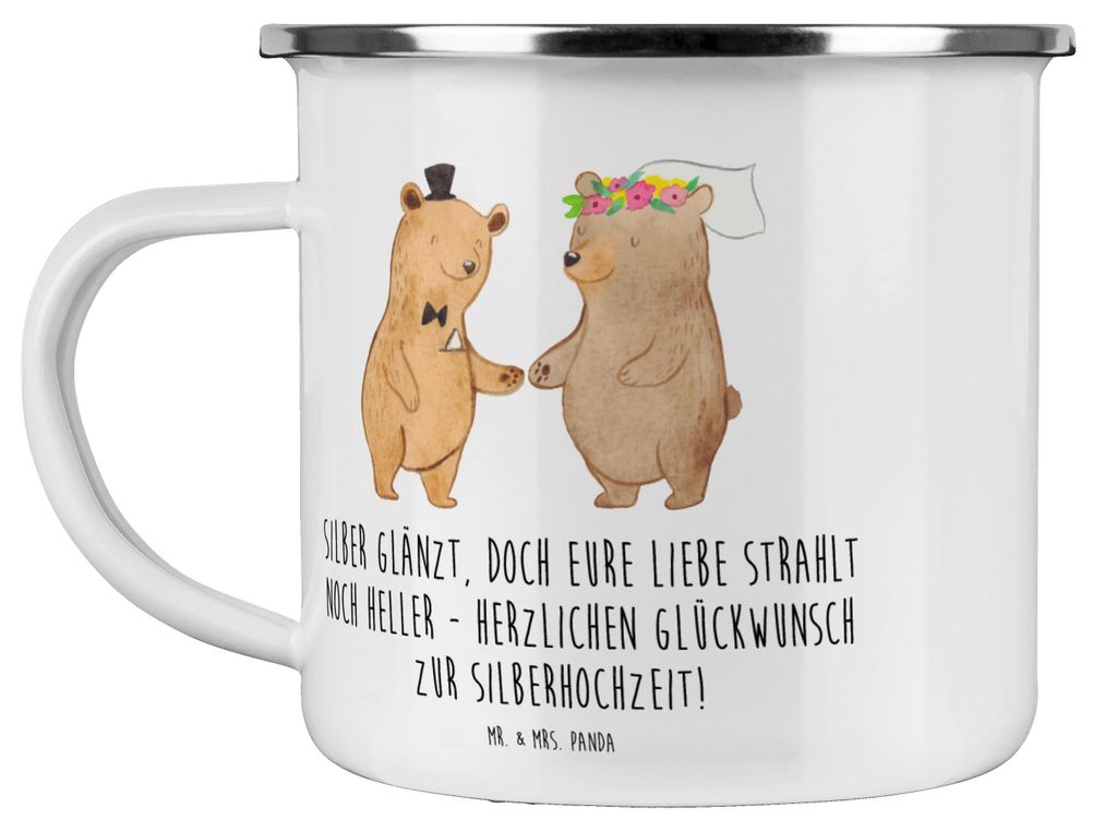 Mr. & Mrs. Panda Teetasse 25. Hochzeitstag Silberne Hochzeit - Transparent - Geschenk, Kaffeepott, Pott, Geschenke, Feier, Heirat, Erinnerungen, ha...