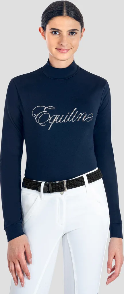 Pull col roulé Equiline bleu pour monter à cheval en hiver, taille XL