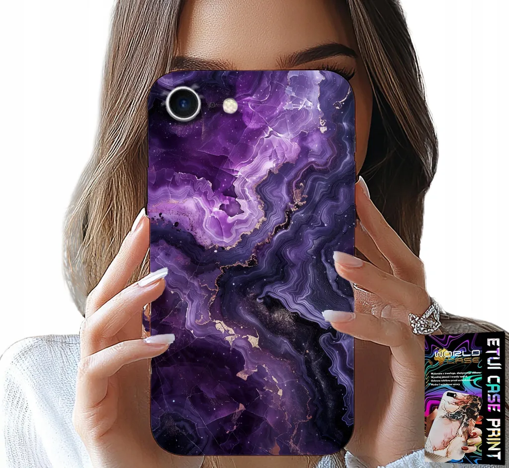 Trend Marmo: Cover Viola iPhone 8/7/SE2 con Protezione Vetro Schermo