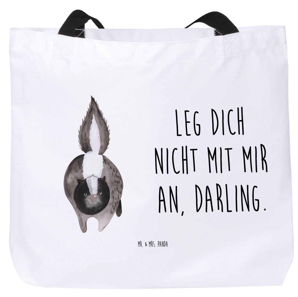 Mr. & Mrs. Panda Einkaufstasche Stinktier Angriff - Weiß - Geschenk, Skunk, Stoffbeutel, wütend, Tragetasche, Laptoptasche, Raubtier, Tote Bag, S...