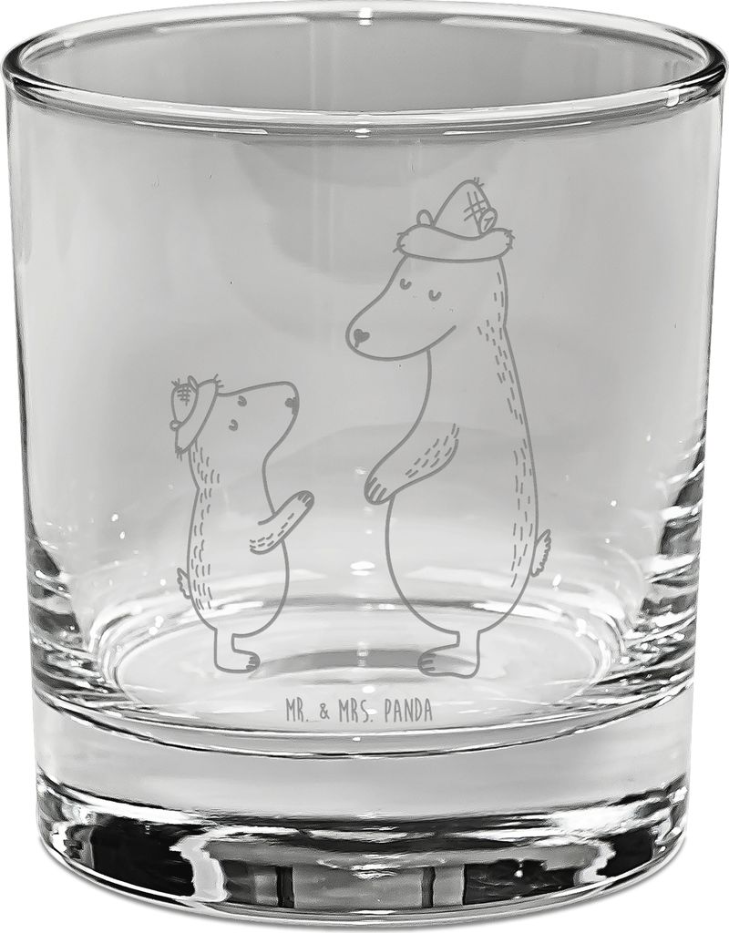 Mr. & Mrs. Panda Glas Bären mit Hut - Transparent - Geschenk, Cocktailglas, Familie, Longdrinkglas, Vater, Bruder, Vatertag, Family, Tumbler, Gin