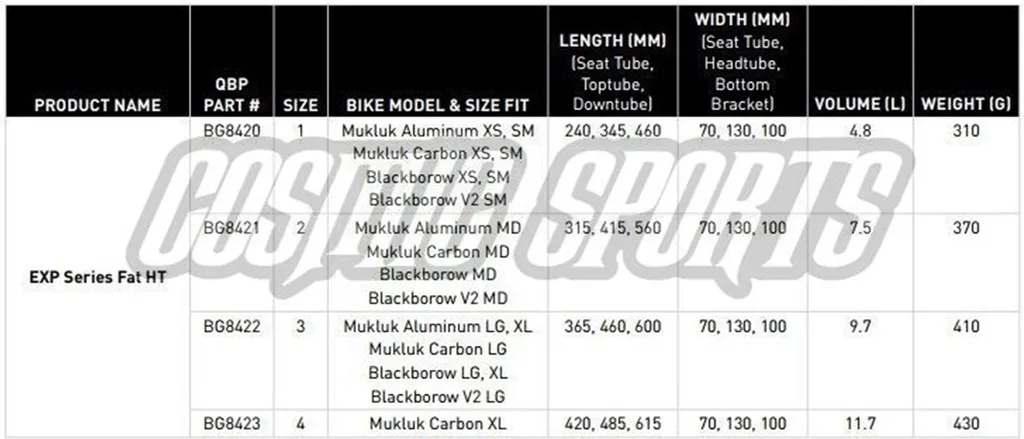 Sacoche de cadre Salsa EXP Series Fat Hardtail 1 pour voyage à vélo