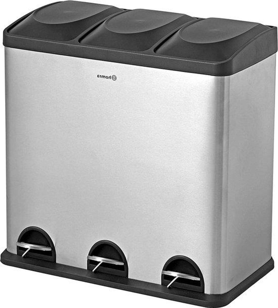60l Edelstahl-Mülltonne mit 3 Fächern für Recycling