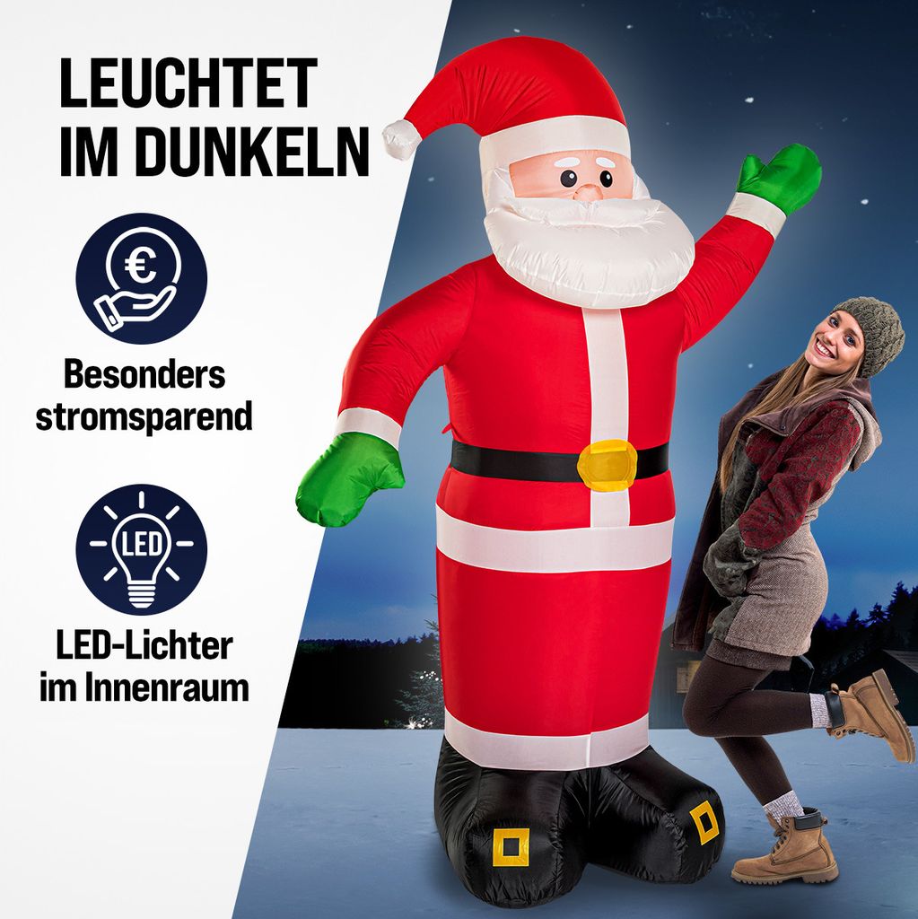 MONZANA® Aufblasbarer Weihnachtsmann XXL 250cm LED Produktbild 2