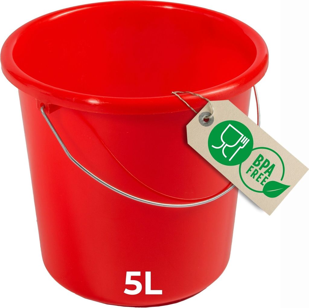 Novaliv Eimer 5L Rot mit Maßeinteilung - Putzeimer 5 Liter 22,5 cm Praktischer Allrounder mit Skala für Haushalt & Garten ideal als Haushalts...