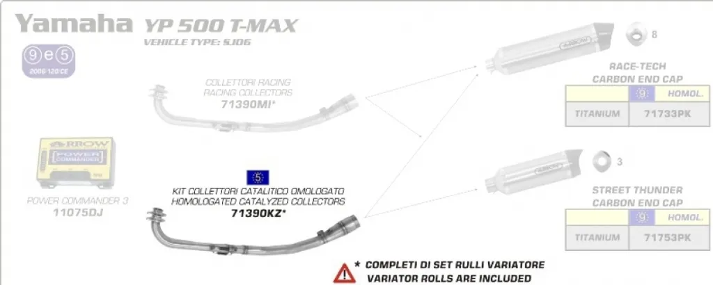 Collecteur catalytique Arrow Race-Tech inox pour Yamaha YP 500 TMAX