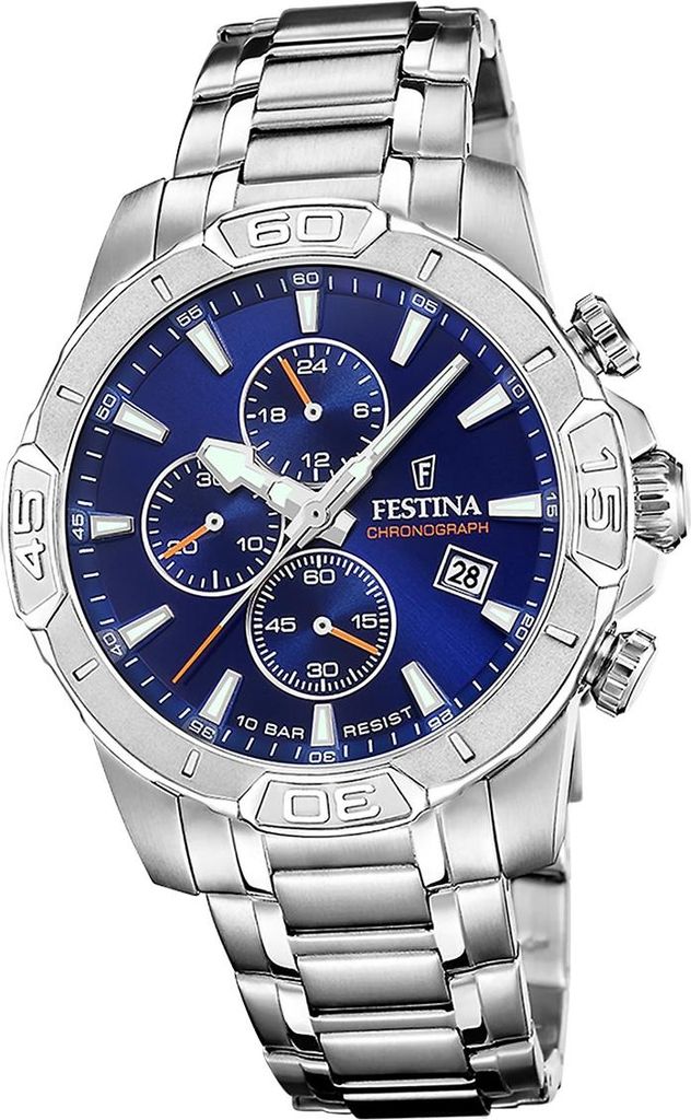 Festina Herrenuhr Timeless Chronograph Armbanduhr Edelstahl silber D2UF20704/2