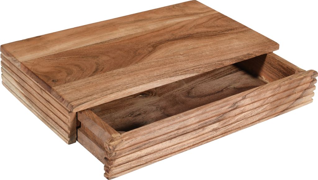 Wandregal Akazienholz massiv 45x25x8 cm Holzregal natur Wandkonsole LEONA