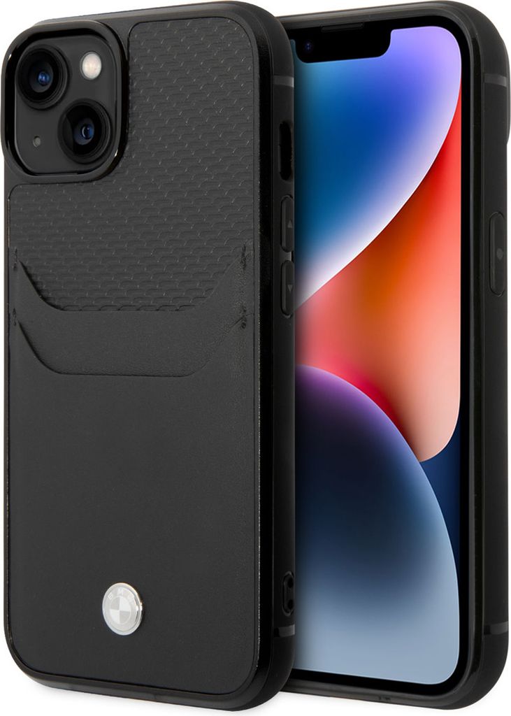 BMW iPhone 14 & 15 Plus Hardcase Backcover - Card holder - Black