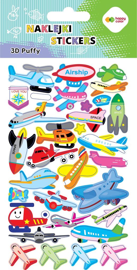 Puffy Aufkleber - Aircraft Happy Color