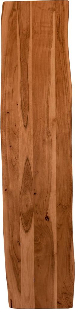 Holzplatte 180x40 cm Emilio, Tischplatte aus Akazienholz massiv + nussbaumfarben, Baumkanten-Platte für Heimwerker, geeignet für Arbeitsplatten, ...