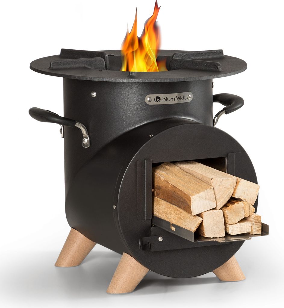 Blumfeldt Feuerschale mit Grillrost, Outdoor Stahl-Feuerschale Groß, Mobile Garten-Feuerschale, L-Form Feuerschalen mit Schürhaken, Wetterfeste F...