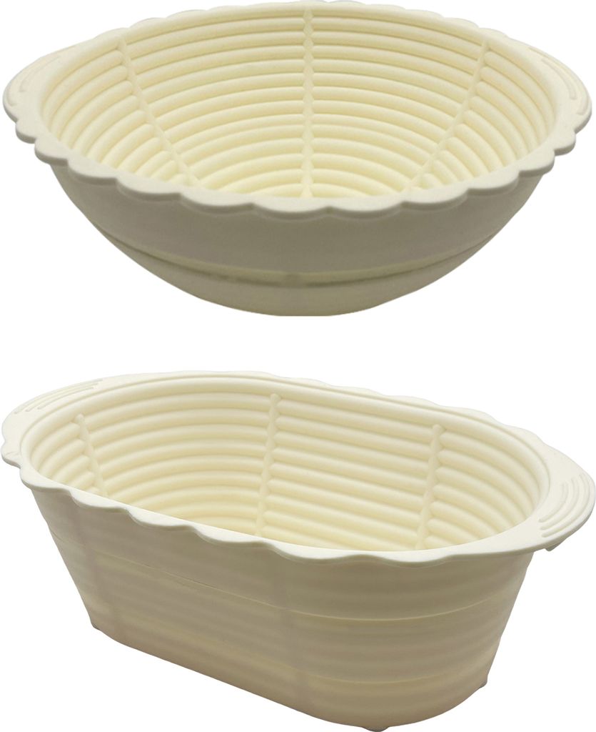 2 Stück Silikon-Gärkörbchen, rund, oval, für Sauerteigbrot, Banneton, hitzebeständig, große Kapazität, zusammenklappbare Gärschale, Küchen...