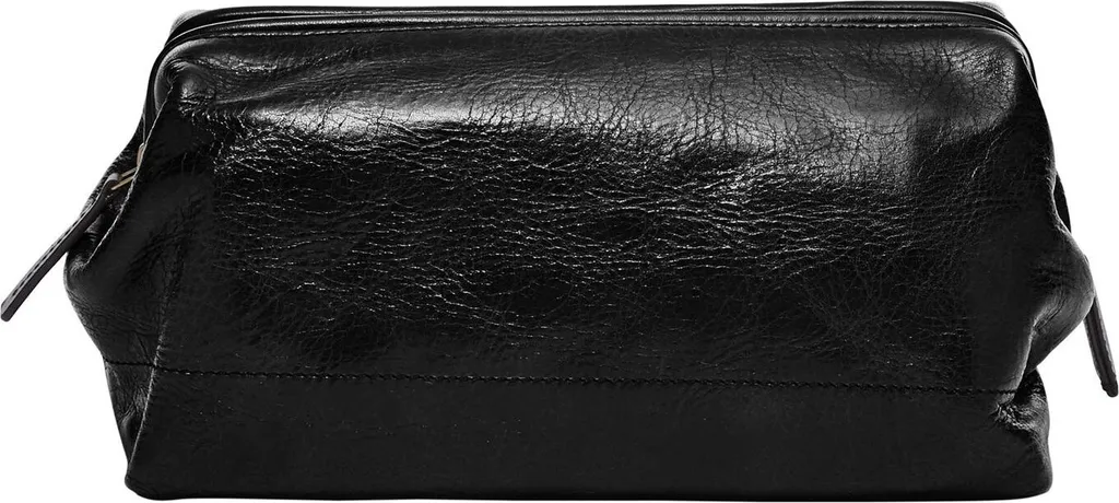 Kit de rasage Fossil en cuir marron avec ouverture rigide structurée