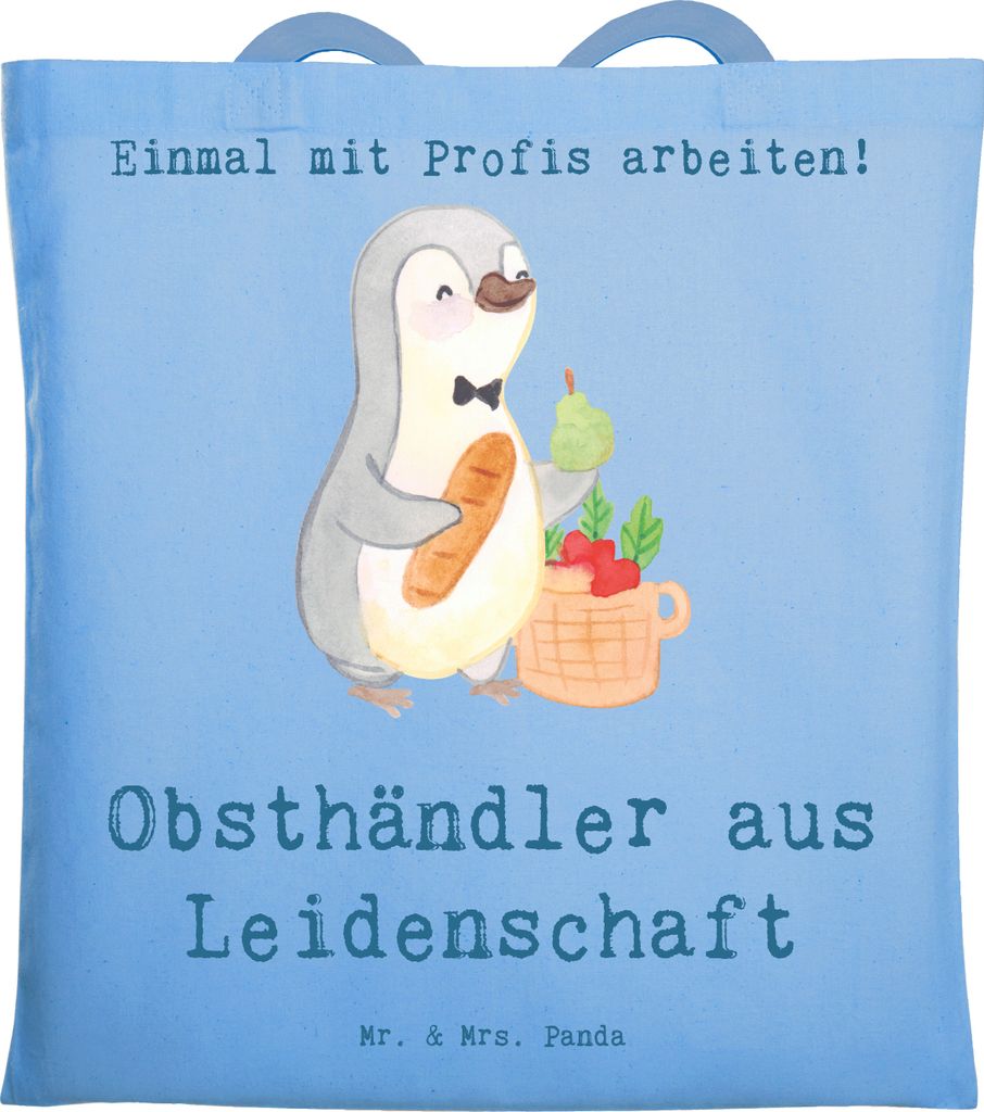 Mr. & Mrs. Panda Uni Tasche Obsthändler Leidenschaft - Sky Blue - Geschenk, Obstplantage, Witzig, canvas, Spruch, Laptoptasche, Einkaufstasche, fe...