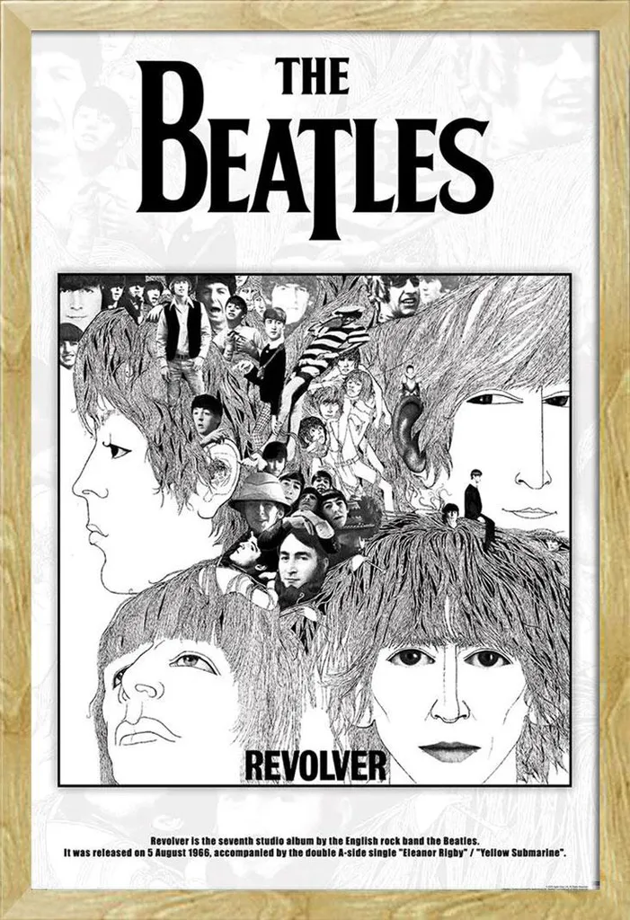 Cadre Anti-Poussière Poster Beatles Revolver avec Vitre Acrylique