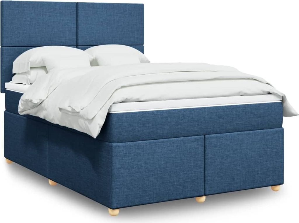 Maison Exclusive - Boxspringbett mit Matratze Blau 160x200 cm Stoff