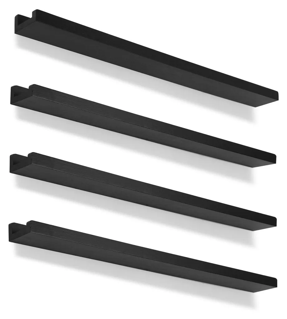 Grande étagère suspendue en bois rustique noir 91 cm pour salon - 4 pack