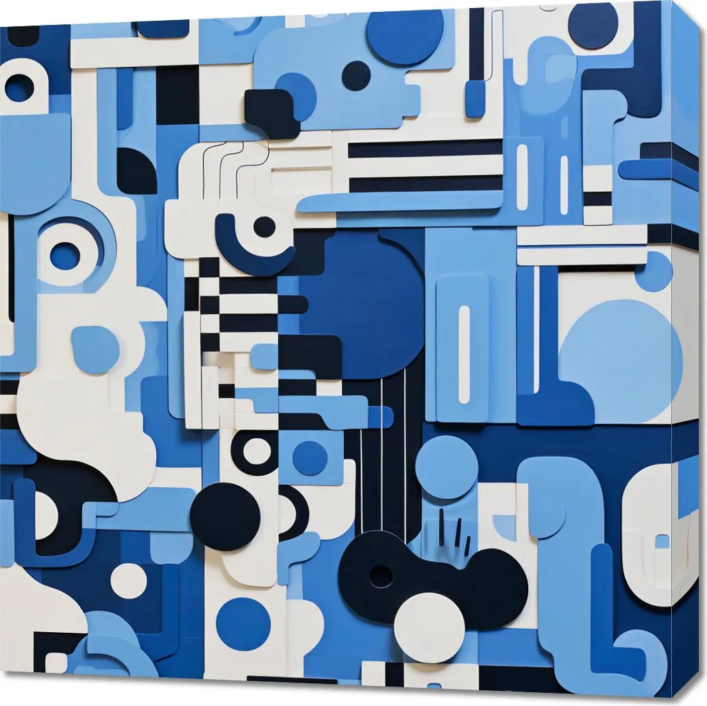 Tableau Labyrinthe Bleu 70 x 70 cm - Dynamisez vos Murs Trop Vides