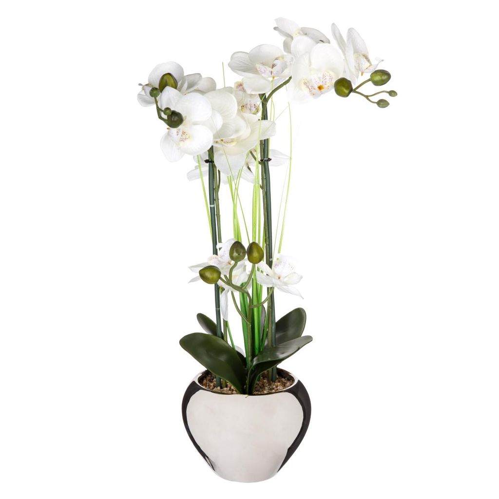 Fleur artificielle, trois orchidées avec des fleurs Image du produit 