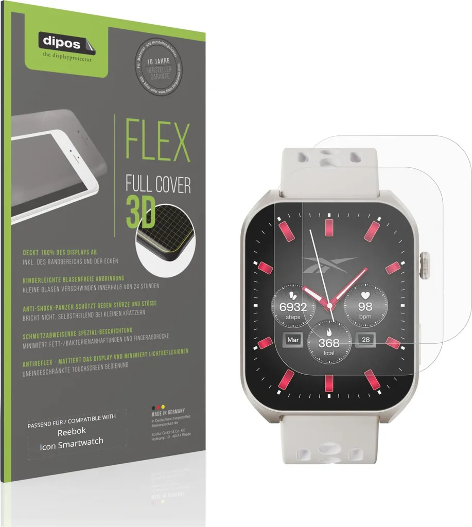 2x Pellicola protettiva opaca per Reebok Icon Smartwatch Protezione Antiurto Anti-Shock