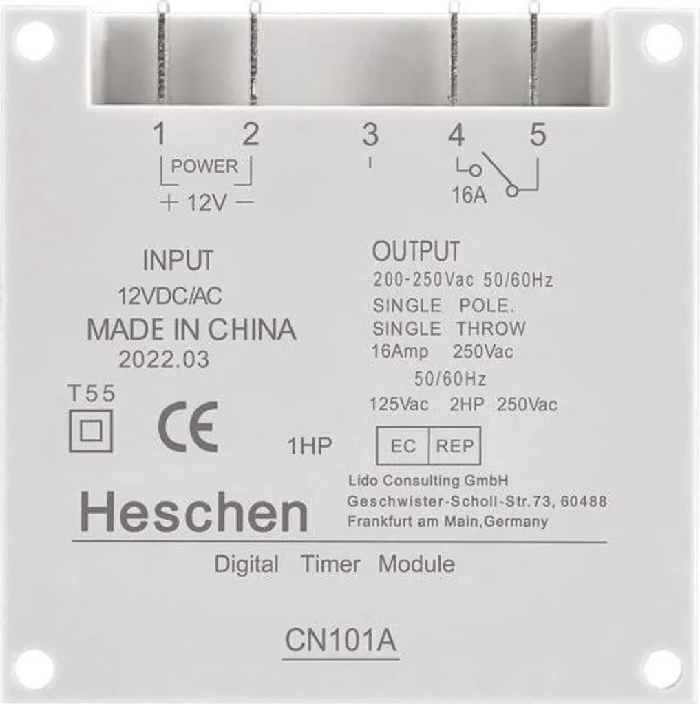 Programmateur hebdomadaire 12V DC avec écran LCD et relais 16A robuste
