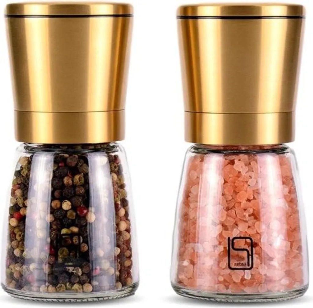 Macina Pepe Oro Premium - Set 2 Pezzi Ceramica - Acciaio Inox Dorato