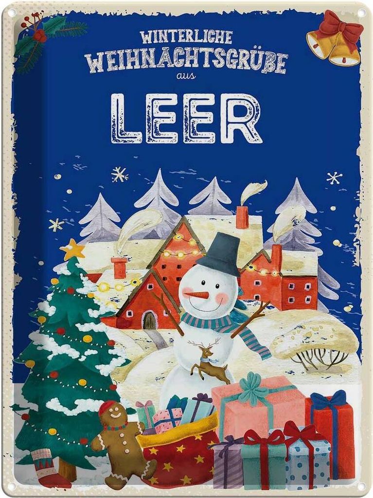vianmo Blechschild 40x30 cm Weihnachtsgrüße LEER Abenteuer Produktbild 