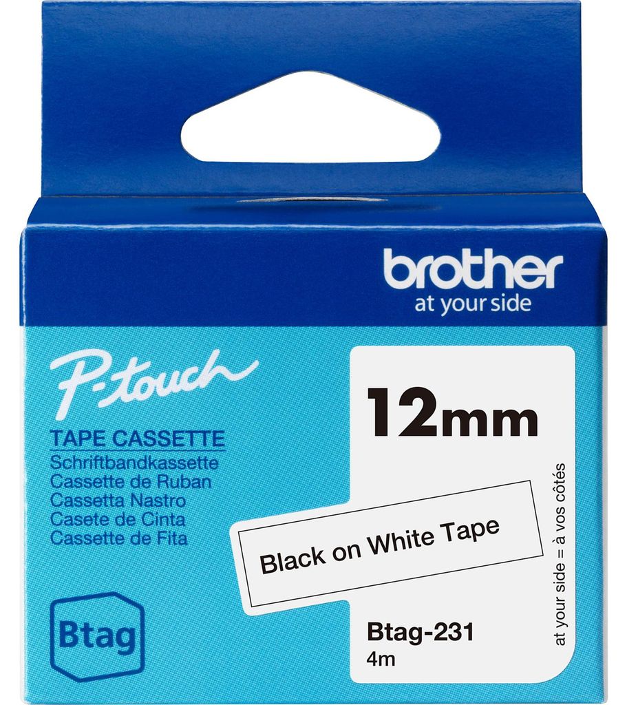 Brother BTAG-231 Ruban d'étiquetage Noir sur blanc Image du produit 