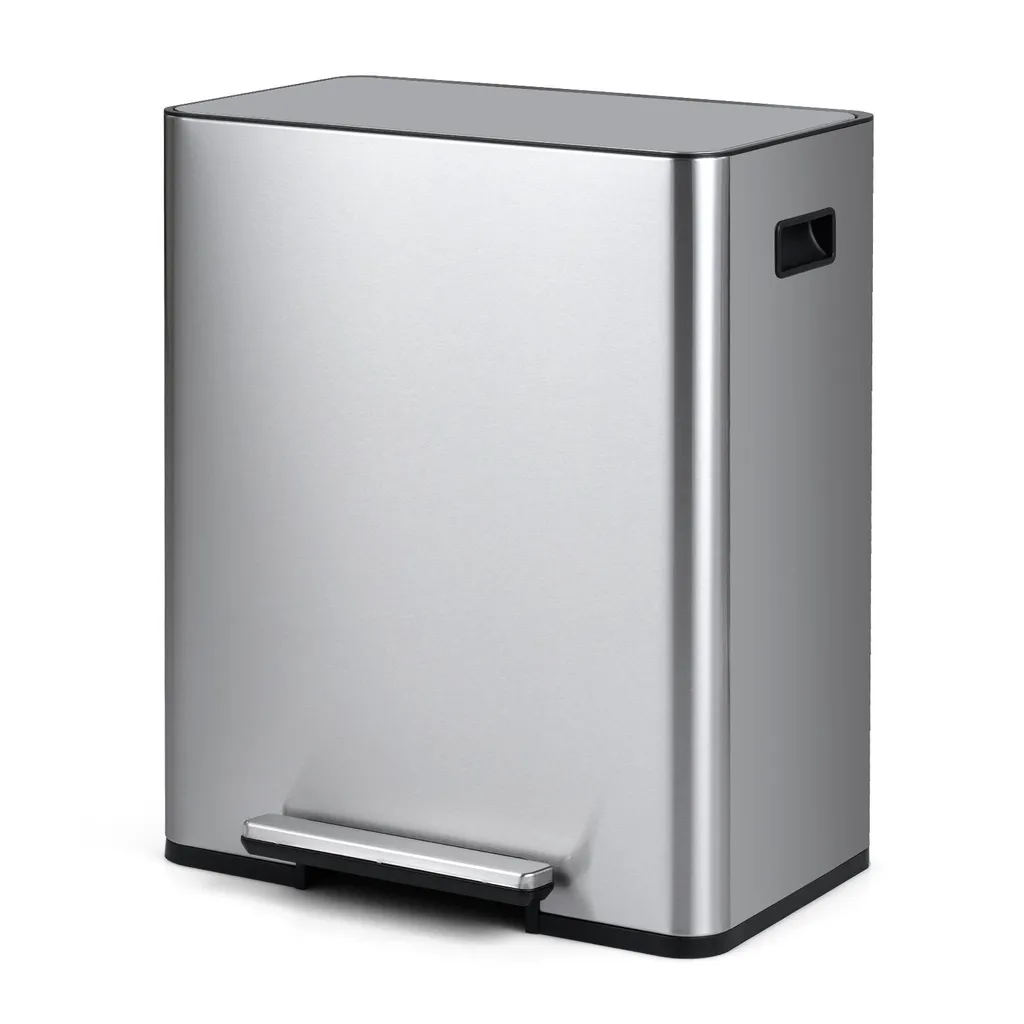 COSTWAY Poubelle de Cuisine 60L Système de Tri 2 Compartiments Inox