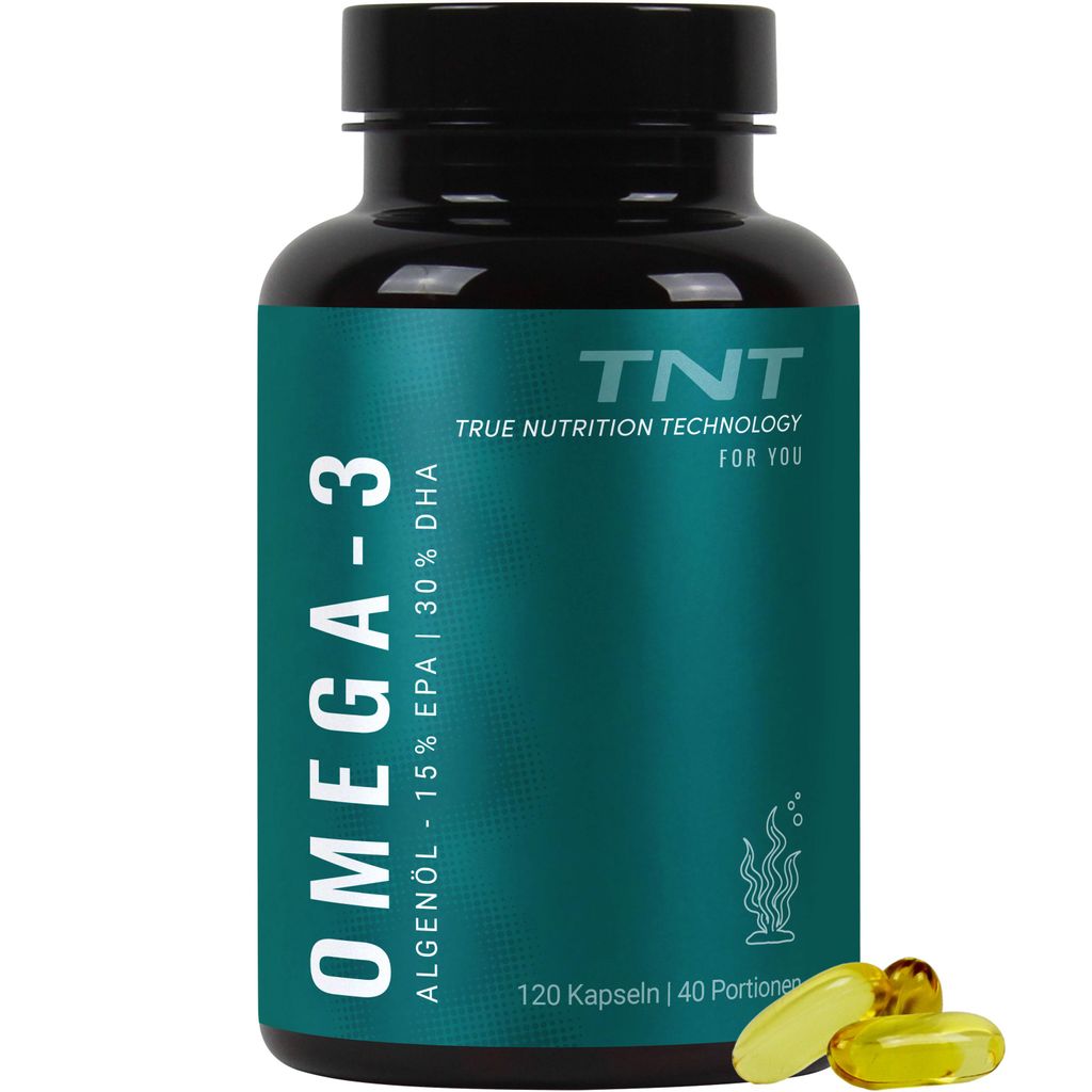 TNT Omega-3 Kapseln vegan (120 Stück) - Fettsäuren aus Produktbild 