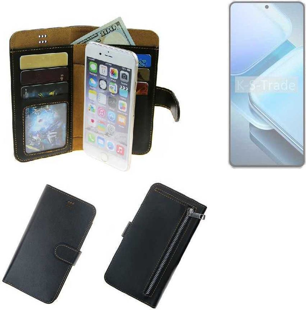 K-S-Trade Schutz Hülle kompatibel mit Vivo iQOO Z9 Klapphülle Case Phone cover Slim Handytasche Handy Hülle schwarz aus Kunstleder (1 Stk)