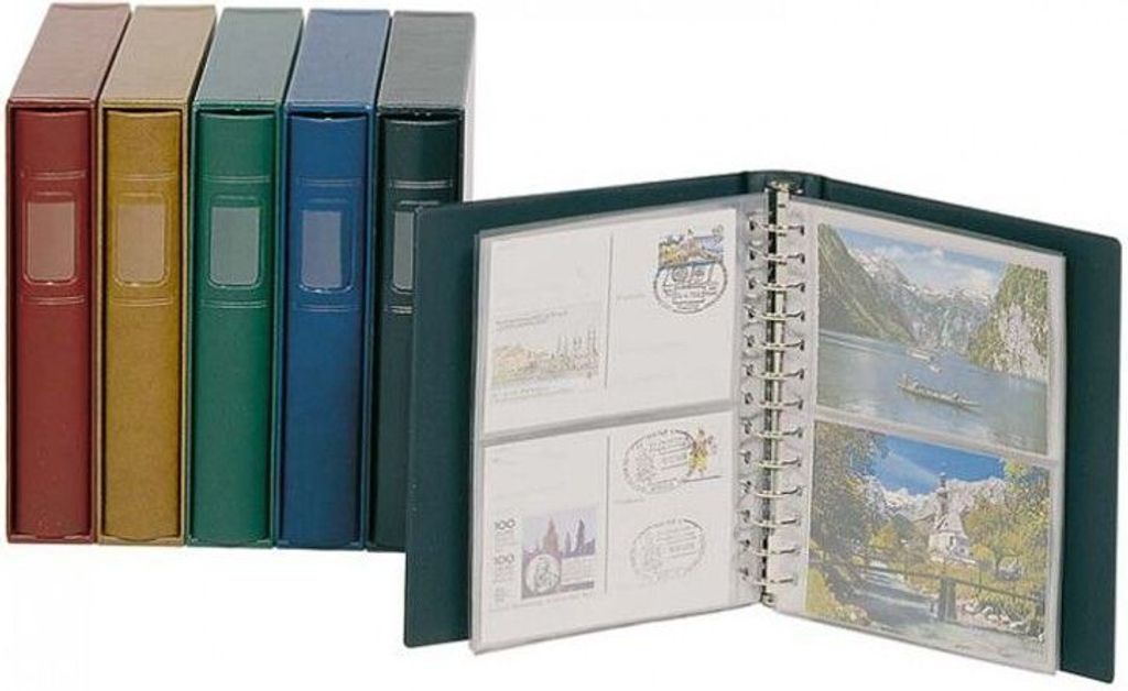 Lindner 1131 - G Set: Postkarten-Album CLASSIC mit Kassette-grün