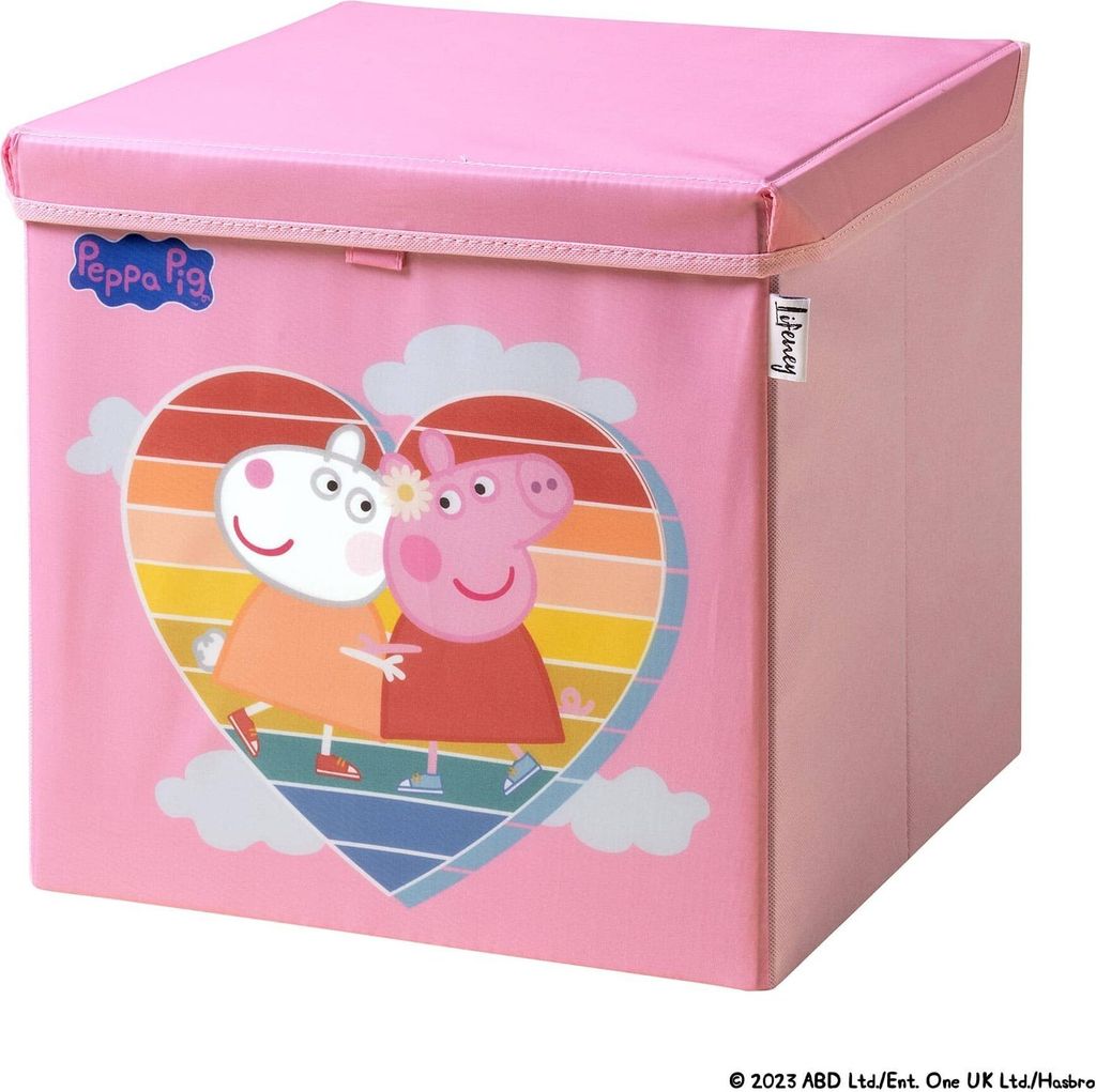 Lifeney meets "Peppa Wutz" Aufbewahrungsbox mit Deckel Box zur Aufbewahrung von Spielzeug 33 x 33 x 33 cm passend für klassische Würfelregale