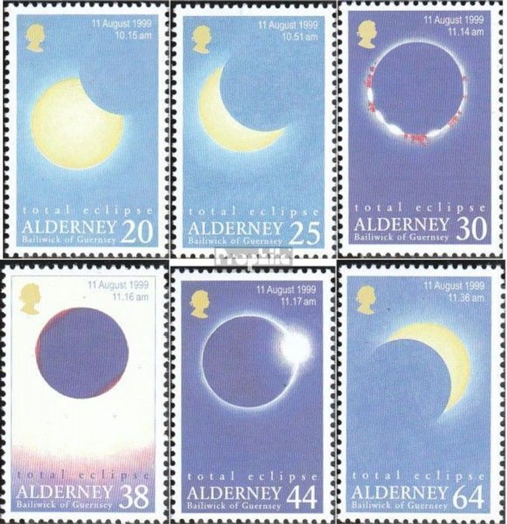 Briefmarken GB - Alderney 1999 Mi 131-136 (kompl.Ausg.) postfrisch Sonnenfinsterniß