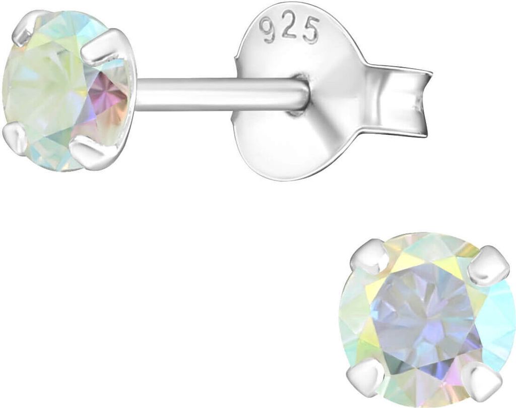 Ohrringe Ohrstecker 925 Sterling Silber mit Zirkonia 4mm in Produktbild 
