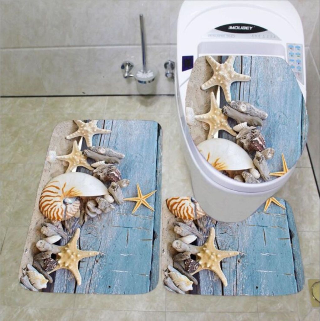 Mode Badgarnitur Badematten Set 3 teilig Badvorleger Badteppich WC Vorleger Badematte Duschvorleger