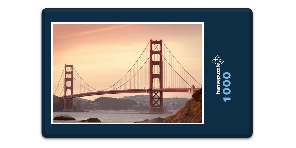 hansepuzzle 19553 - Golden Gate Brücke Puzzle, 1000 Teile, Gebäude, 60,0 x 46,0cm mit hochwertiger Aufbewahrung, Kartonbox & Beutel