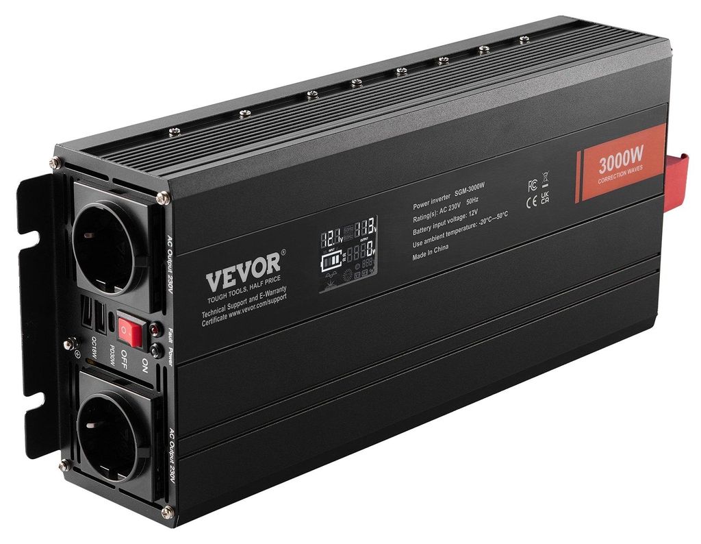 VEVOR sínusový menič 3000 W DC 12 V AC 230 V LCD displej Obrázok produktu 