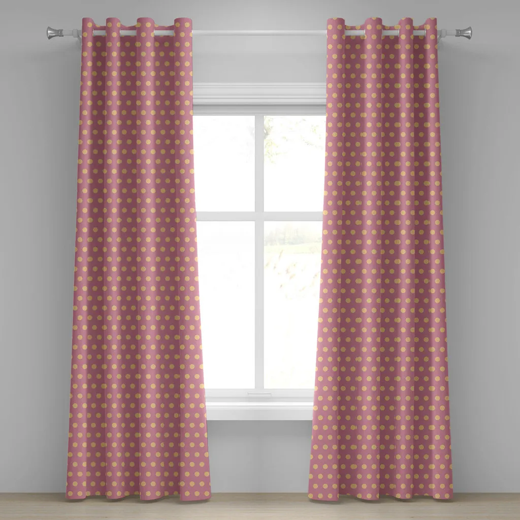 Rideau à œillets ABAKUHAUS motifs cercles saumon et rose 280x175 cm