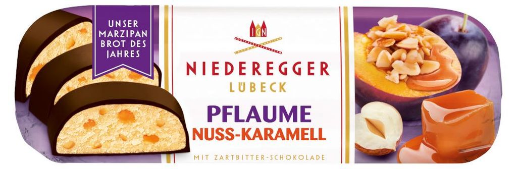 Niederegger Marzipanbrot Pflaume Nuss-Karamell in Zartbitter 125g