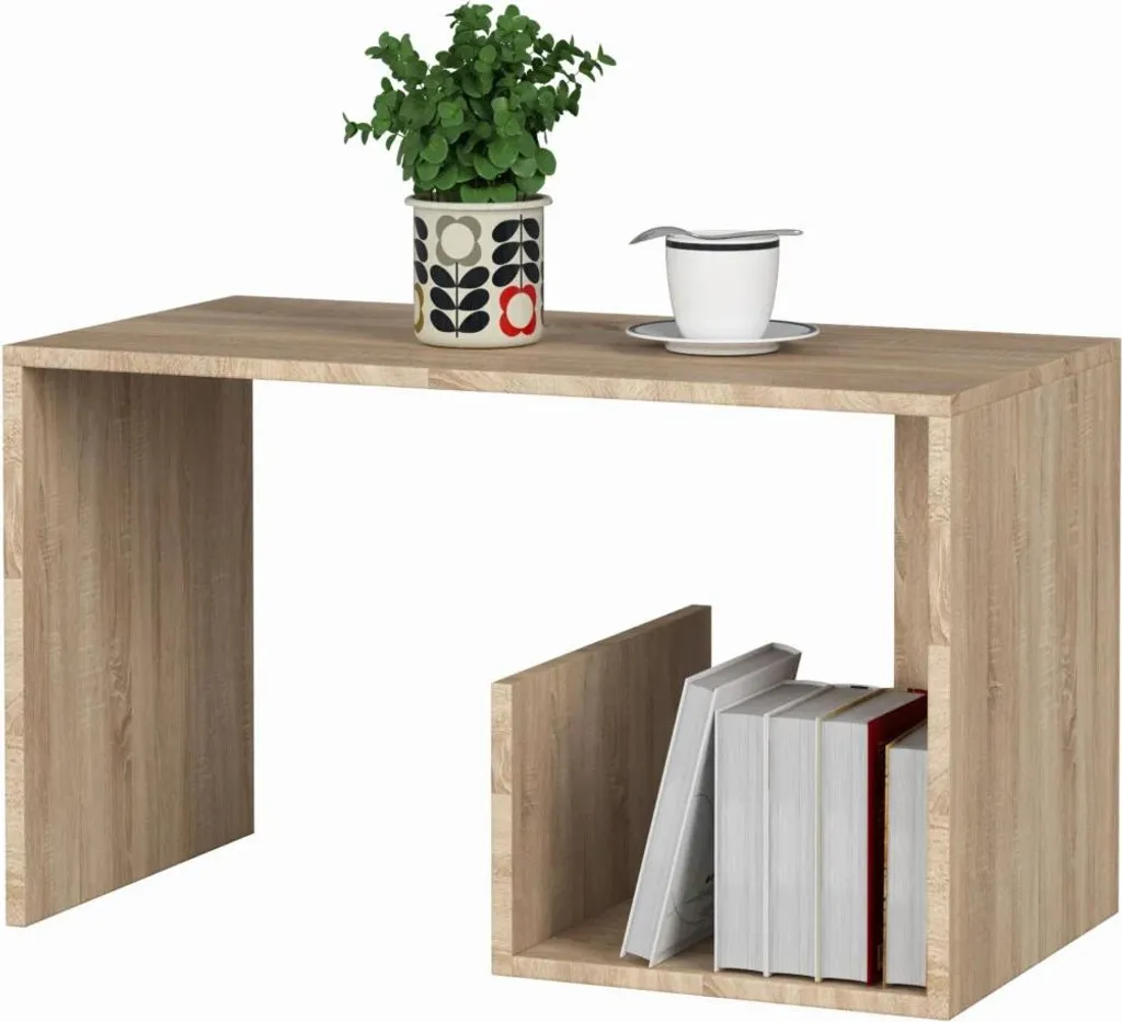 Table de salon rectangulaire TIBERIUS en bois clair chêne sonoma