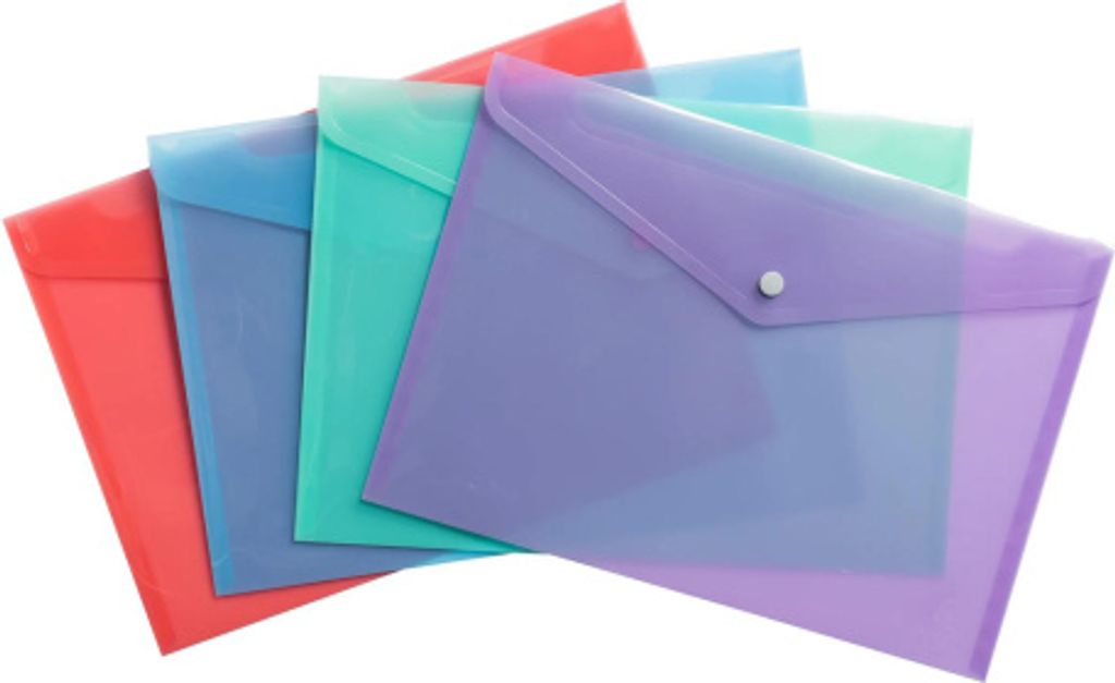 Exacompta 28x Hüllen mit Druckknopf, PP 200, A4, - sortiert - 35450E