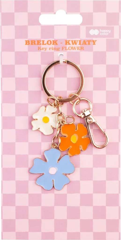 Portachiavi Elegante Bloom Flowers Happy Color in Lega di Metallo