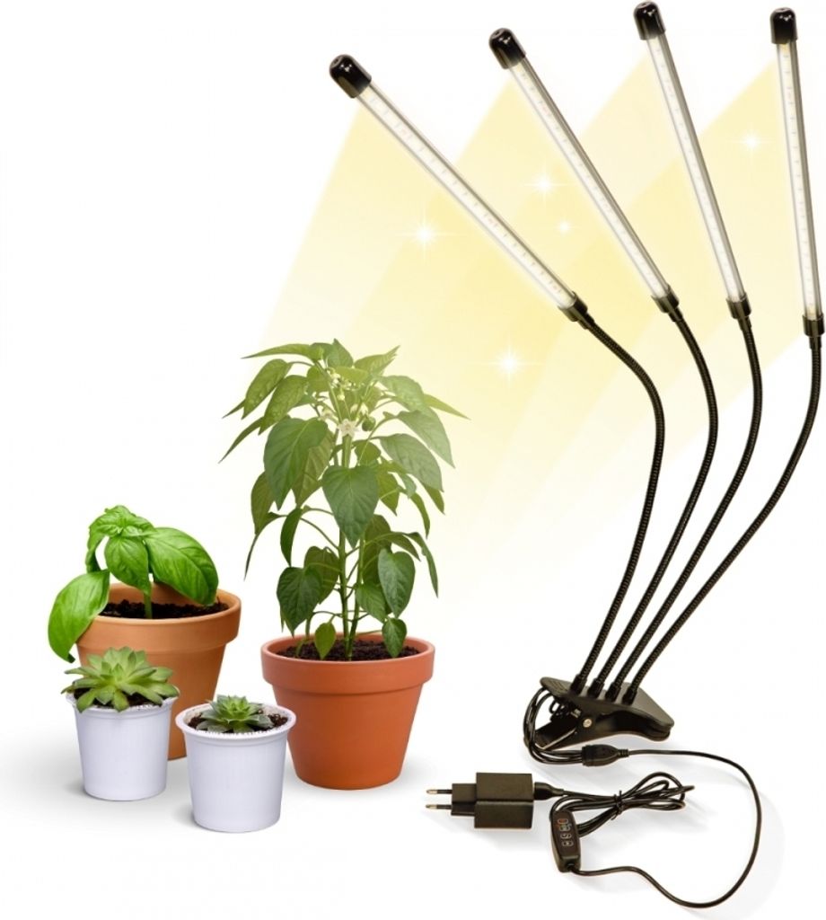 Mobiclinic, Pflanzenlampe, LED, GrowFlex X4, 3 Modi, 6000K, 10 Helligkeitsstufen, 4 Köpfe, Vollspektrum, , Timer, 360° Rotation, 80W, USB, Grow l...