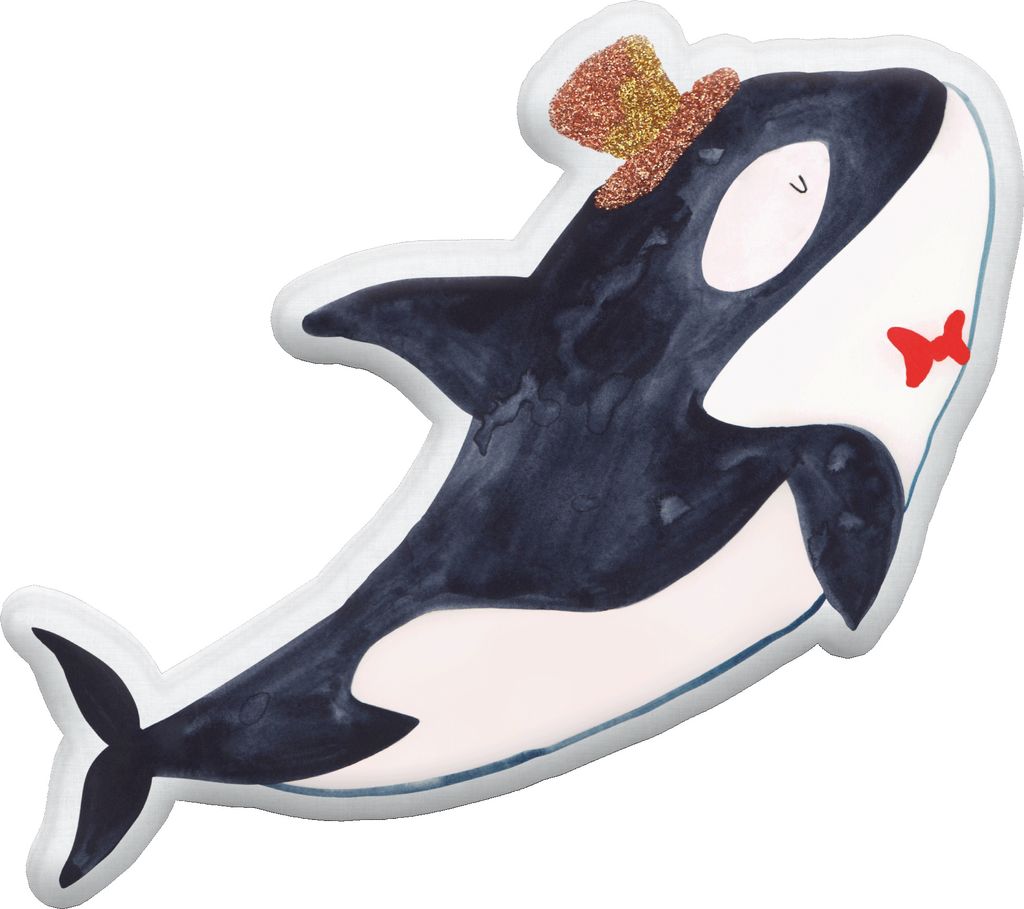 Mr. & Mrs. Panda kuschelfigur Orca Zylinder 45 cm - Weiß - Geschenk, Dekokissen, Zierkissen, Kuscheltier, Stofftier, Narwal, Meer, Glückwunsch, G...